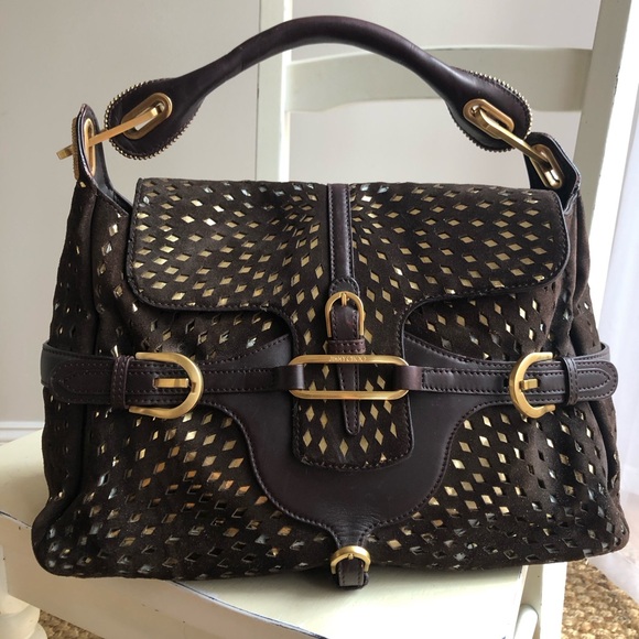 Jimmy Choo Tulita Bag. Chocolate Brown. Perforated. Gold Hardware. - Picture 3 of 15